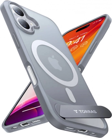 Torras Pstand puzdro pre iPhone 16 Plus titánovo sivé