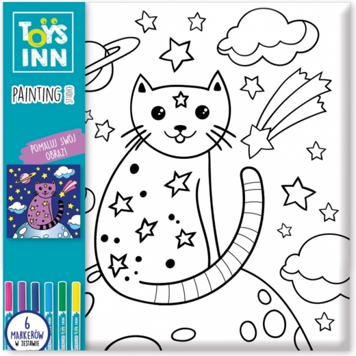 Obrázok na vymaľovanie s fixkami – mačka