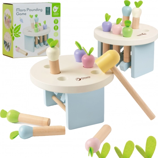 Drevená hra Pribíjaj mrkvu s kladivkom