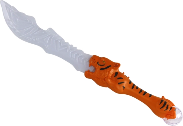 svetelný meč s rukoväťou v tvare tigra – oranžový