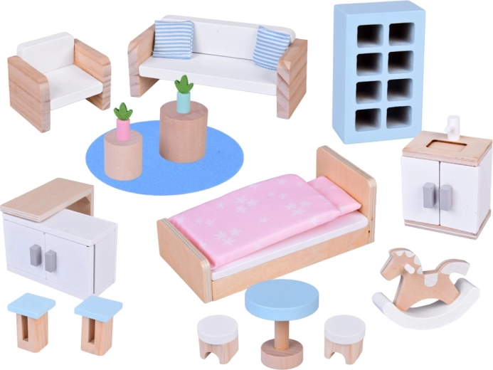 Bohatá sada dreveného nábytku