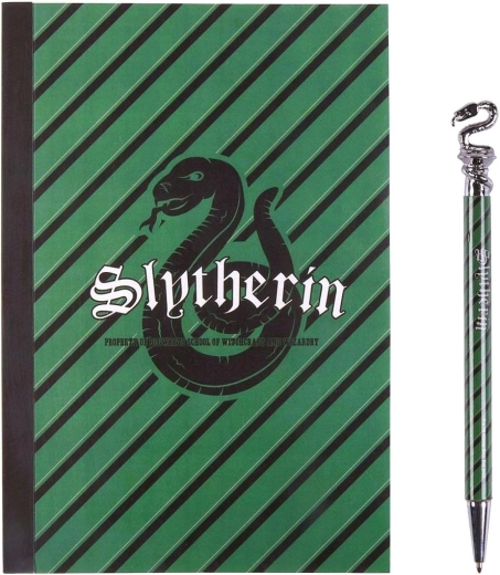 Zápisník A5 a pero s motívom Slytherin