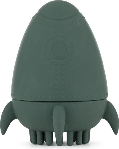 Silikónová vodná hračka s kefkou Petite&Mars Splashy Rocket misty green