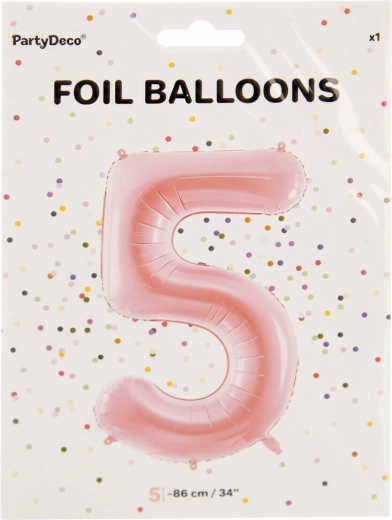 Fóliový balónik číslo 5 ružový 86 cm