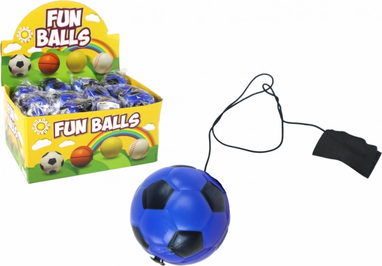 Futbalová loptička na gumičke jojo 6 cm modrá