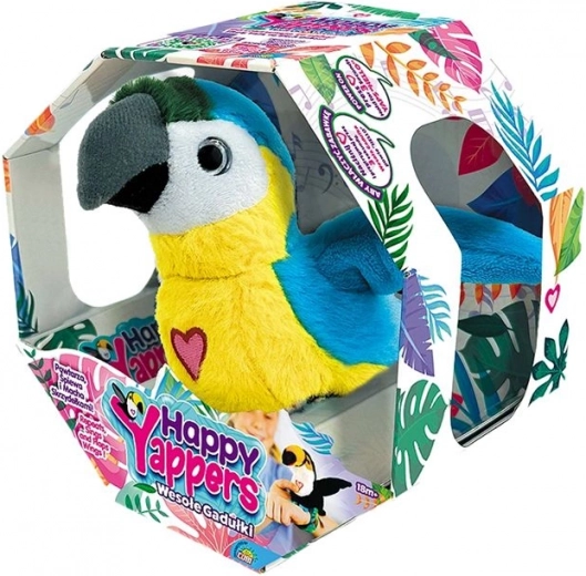 Interaktívny plyšový papagáj Happy Yappers – modrý, hovoriaci a opakujúci slová