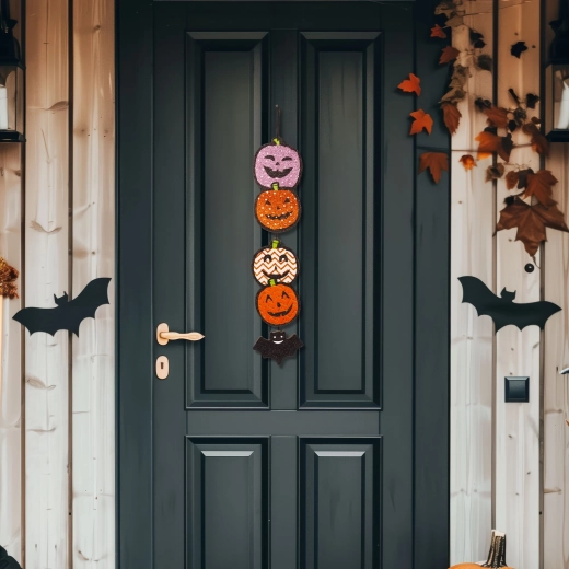 Halloweenska závesná dekorácia tekvica z dreva