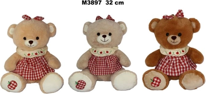 Plyšový medvedík v šatách 32 cm - 1 kus