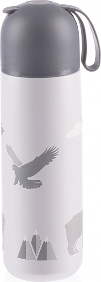 Termoska s vákuovou izoláciou a silikónovým držiakom, 400 ml, mountains