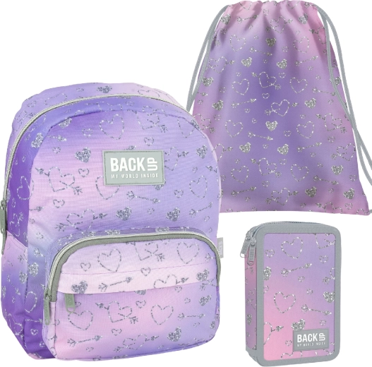 Školský set BackUP Twinkle II 3v1 – batoh, vybavený peračník a vak