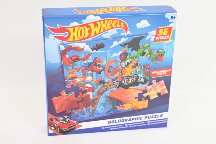 Hot Wheels holografické puzzle 56 dielikov
