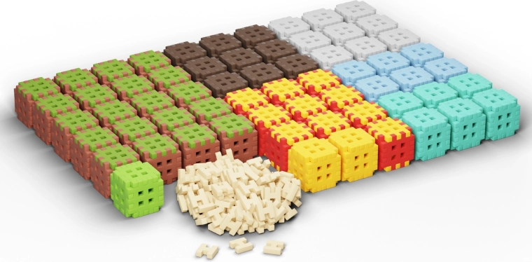 502 dielikov a 124 spojok pre veľké 3D stavby