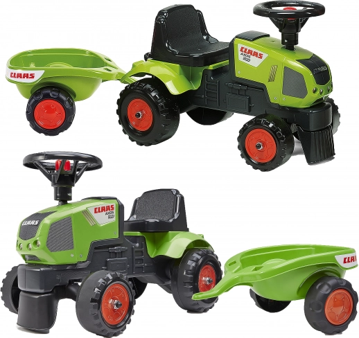Šliapací traktor CLAAS Axos 310 Baby s prívesom pre deti od 1 roka
