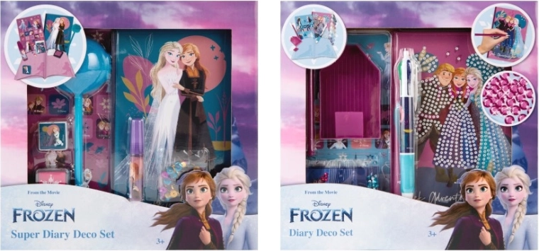 Dekoratívny denníkový set DISNEY FROZEN – denníček, samolepky a doplnky