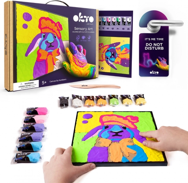 Okto zajačik – výtvarná sada na maľovanie na plátno 30 × 30 cm