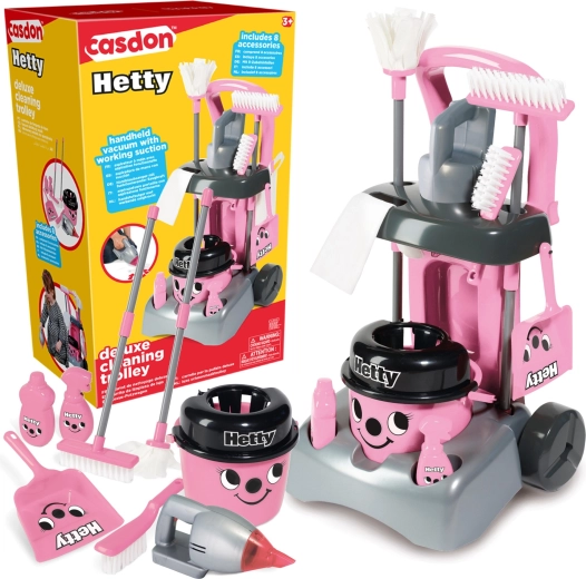 Casdon Hetty deluxe upratovací vozík s vysávačom a mopom pre deti