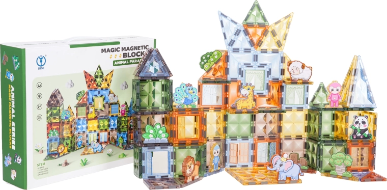 Magnetické stavebnice pre deti 116 dielov so zvieratkami