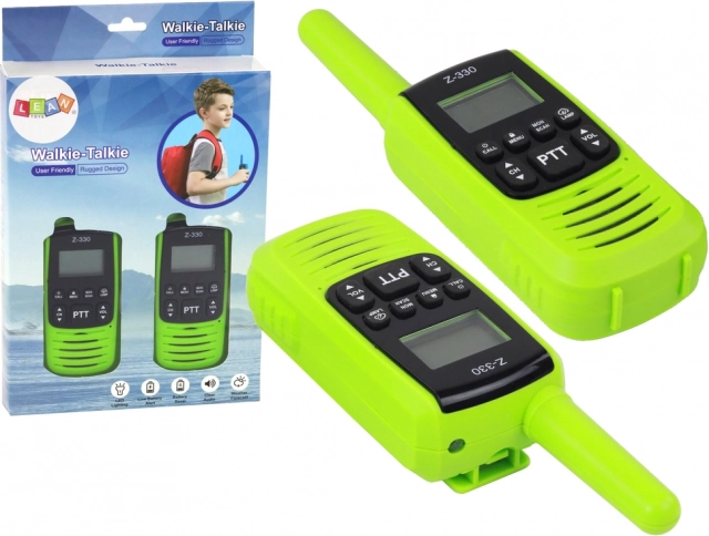 Kompaktné zelené Walkie-Talkie s dosahom 3 km pre komunikáciu na cestách