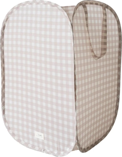 Skladací úložný kôš 3 Sprouts recycled gingham beige