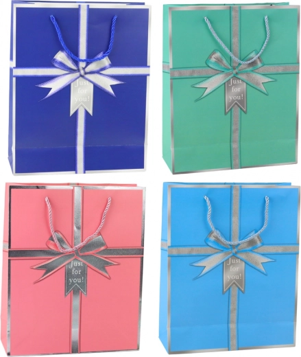 Darčeková papierová taška s mašľou Just for you 32 × 26 × 12 cm