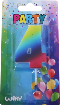 Párty sviečka číslo 4 dúhová