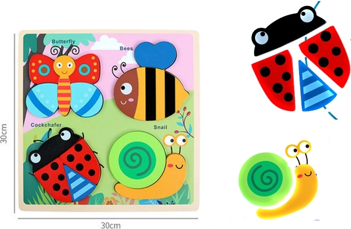 Drevené puzzle – hmyzí kamaráti
