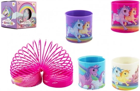 Plastová špirálová pružina s jednorožcami, priemer 6,5 cm