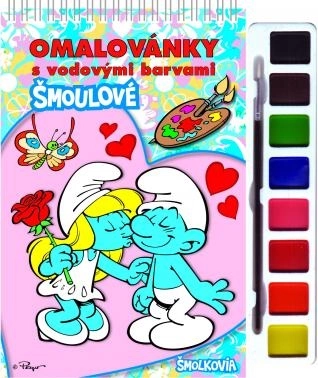 Omaľovánky Šmolkovia s vodovkami a štetcom, krúžková väzba 21 × 23 cm
