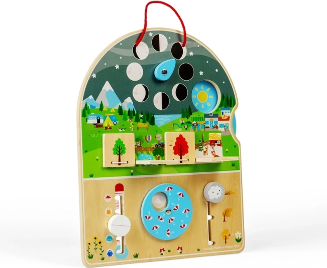Bigjigs Toys Drevená motorická doska Počasie