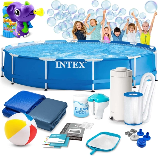 Záhradný rámový bazén 366 × 76 cm set 16v1 INTEX + výrobník bublín zadarmo