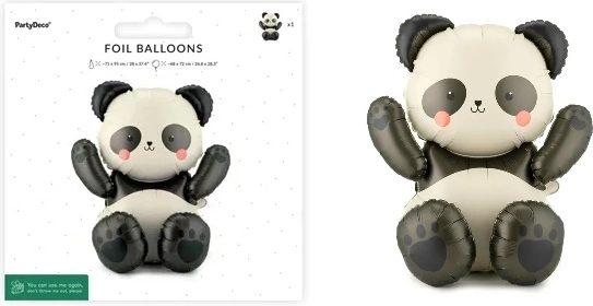 PartyDeco fóliový balónik Panda 68 × 72 cm