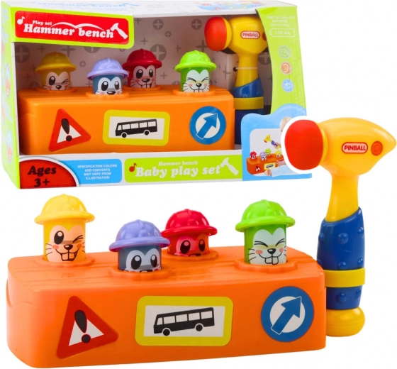 Interaktívne kladivko so svietiacimi krtkami – stavebná zábava pre deti