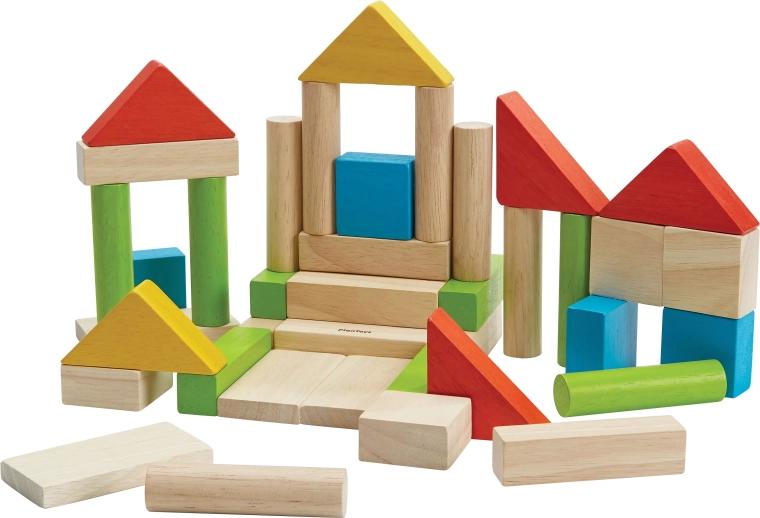 Plan Toys farebné drevené kocky 40 ks