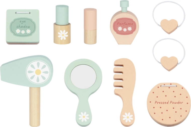 Bohatá sada drevených kozmetických doplnkov