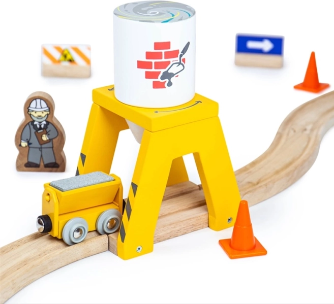 Bigjigs Rail siló s cementom – drevený doplnok k vláčikodráhe