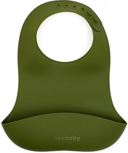 Silikónový podbradník New Baby olivovo zelený