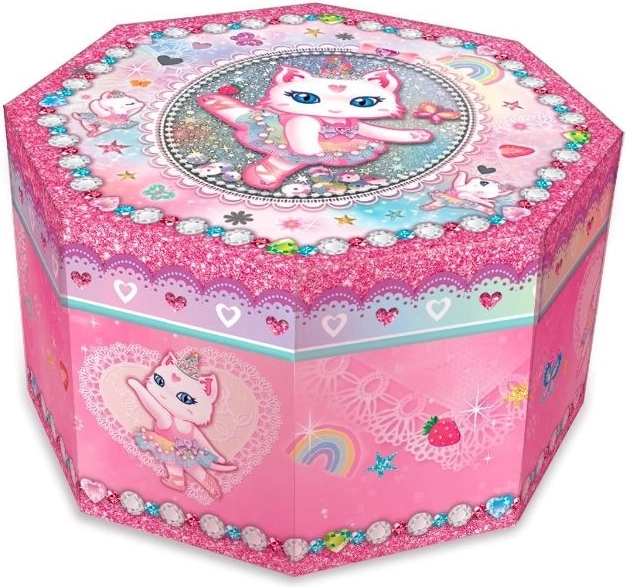 osemuhlá hudobná šperkovnica – mačka baletka