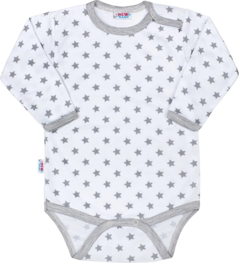 New Baby Classic II sivé dojčenské body s hviezdičkami