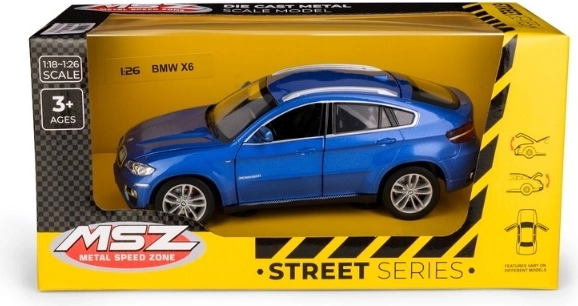 Model auta MSZ BMW X6 v mierke 1:26 modrý