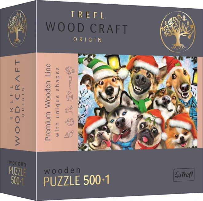 Drevené puzzle Vianočné psy 501 dielikov