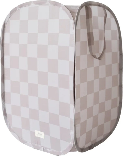 3 Sprouts skladací úložný kôš recycled checkerboard beige - 1 kus