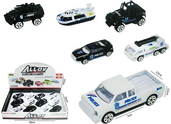 Kovové policajné autíčko 7 cm