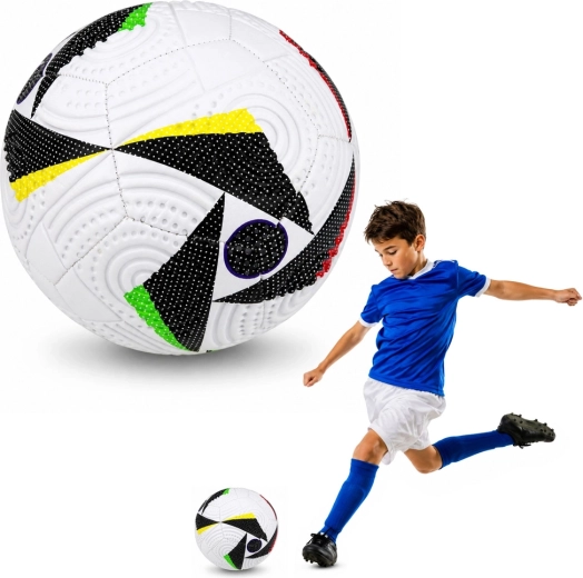 Tréningová futbalová lopta veľkosť 5 (22 cm) biela so vzorom