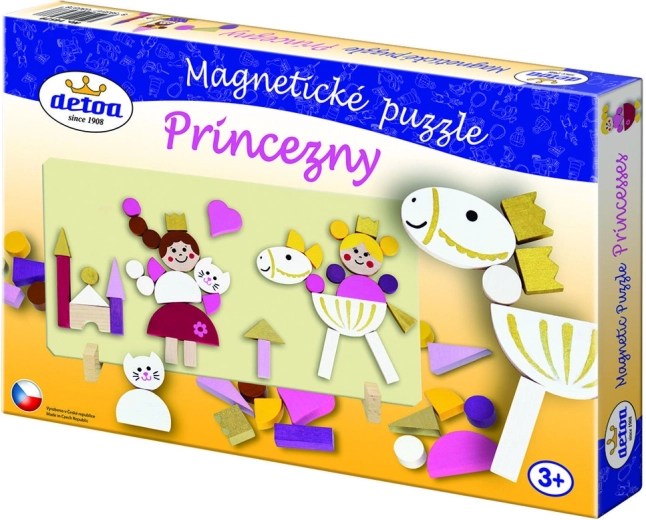 Detoa magnetické drevené puzzle princezné, 45 dielikov