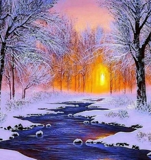 Norimpex Maľovanie podľa čísel rieka na pozadí zimného lesa 40 × 50 cm