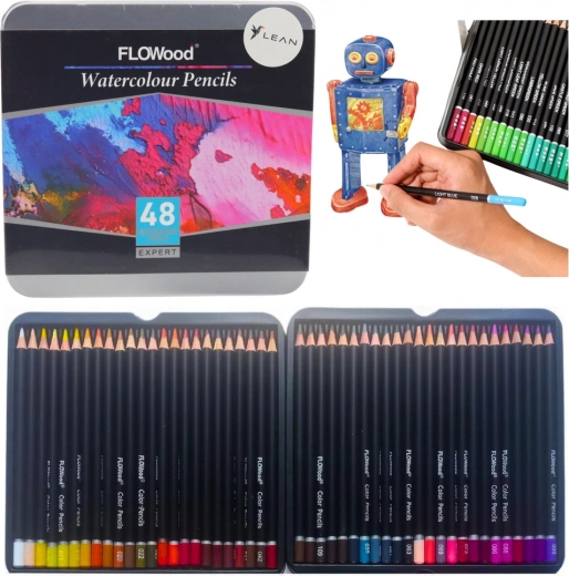 akvarelové umelecké pastelky 48 farieb v kovovom puzdre