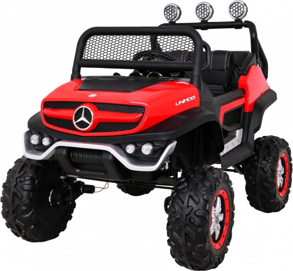 detské elektrické auto mercedes-benz unimog 4x4 s diaľkovým ovládaním – červené