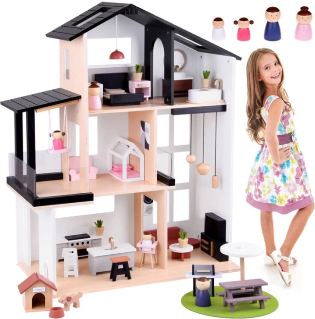 Moderný drevený domček pre bábiky v štýle Loft