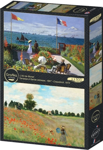 Puzzle Záhrada v Sainte Adresse a Pole vlčích makov 2x500 dielikov