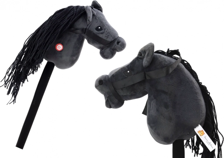 Plyšový hobby horse čierny s dlhou hrivou a zvukmi